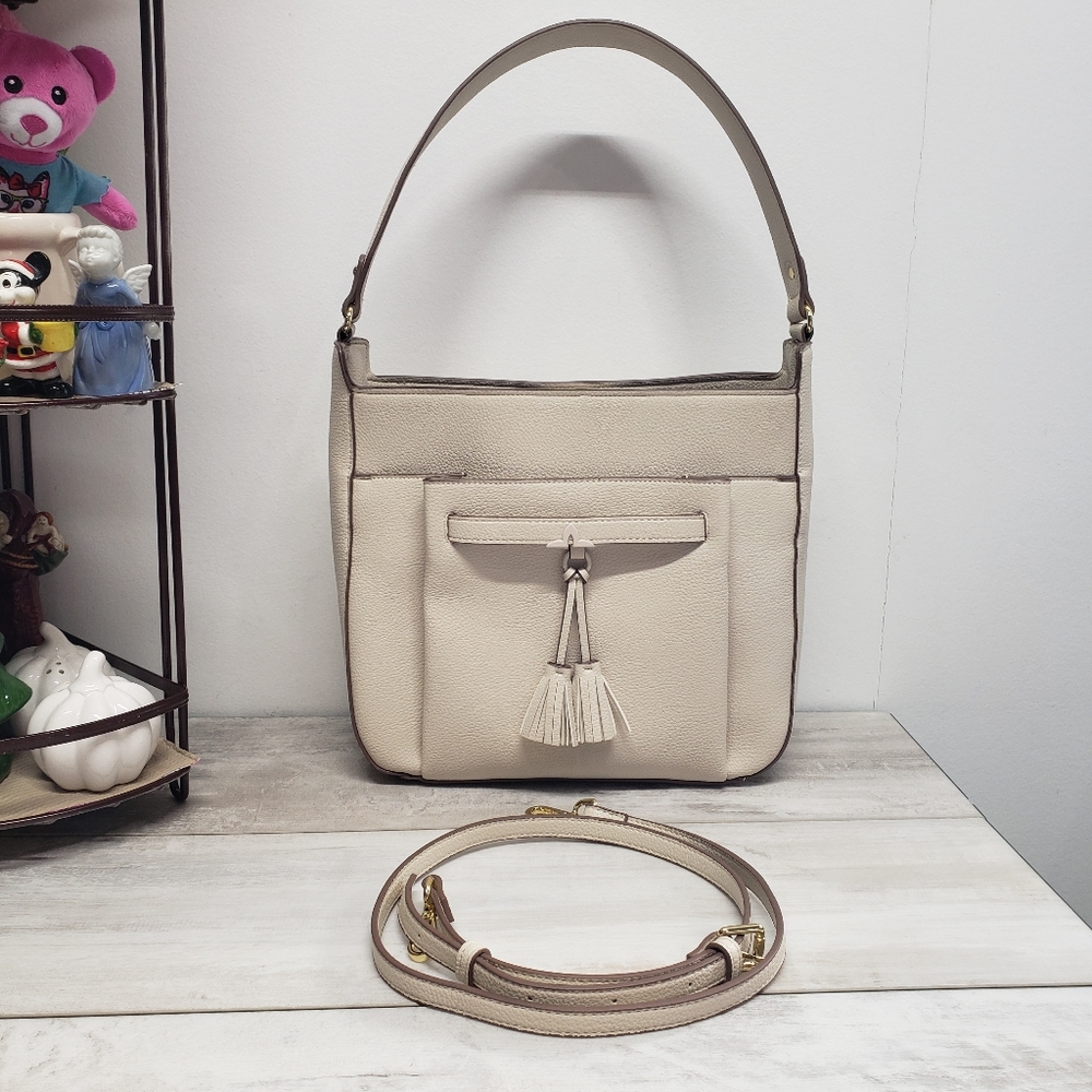 Kate Landry Bucket Bag Tassel Convertible Strap Crossbody